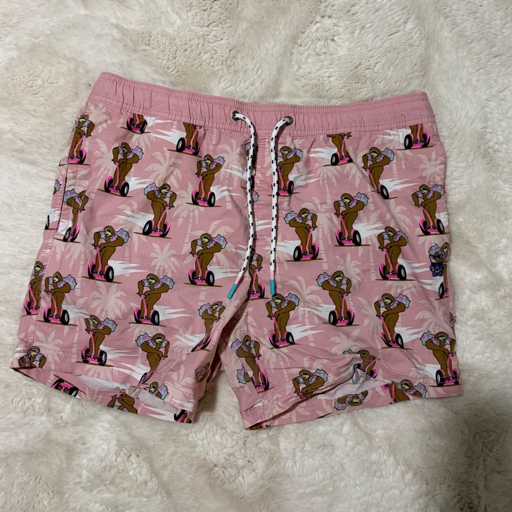 Men's Pink Graphic Swim Trunks